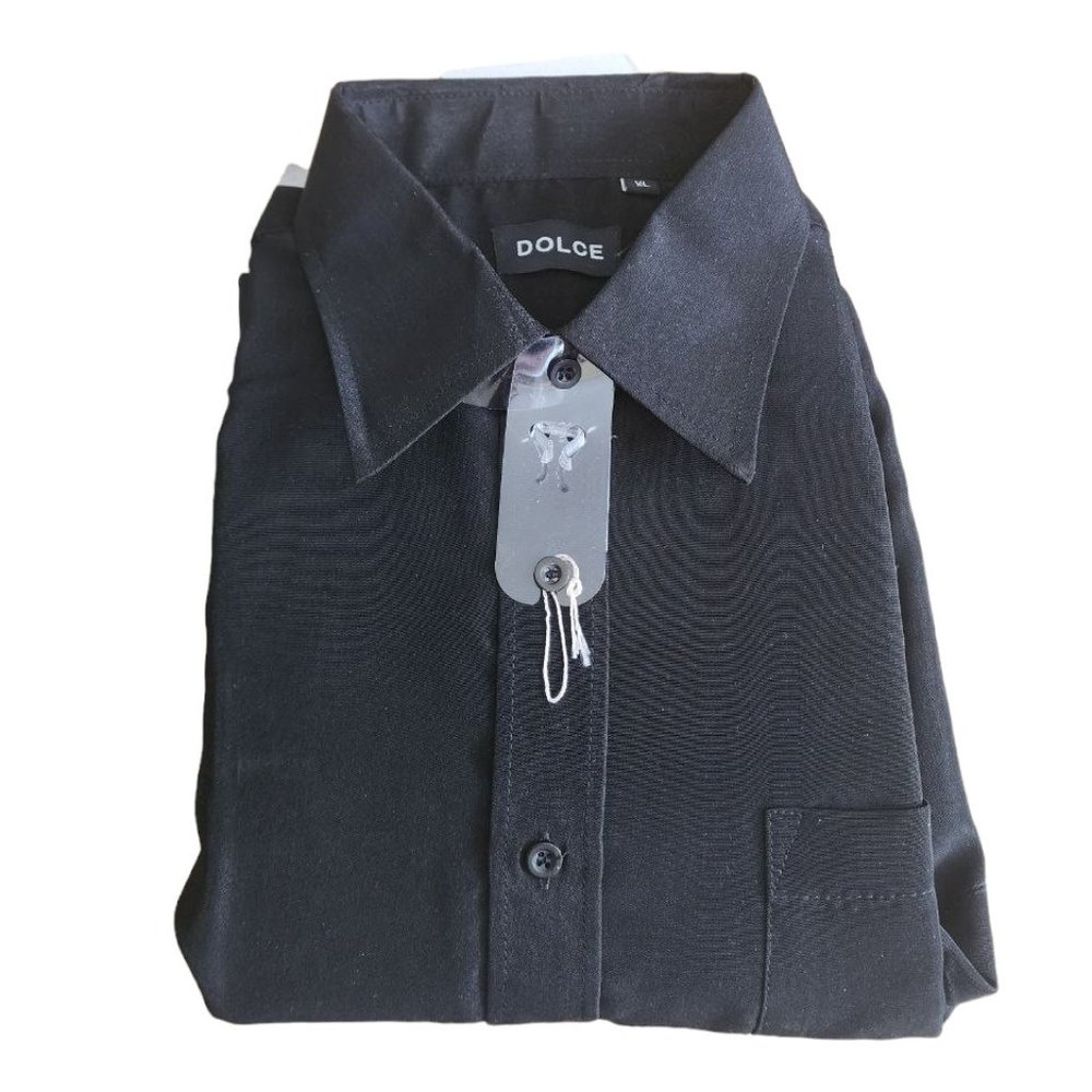 Dolce Shirt & Tie Men's Size XL Black Long Sleeve Classic Button Up Collared